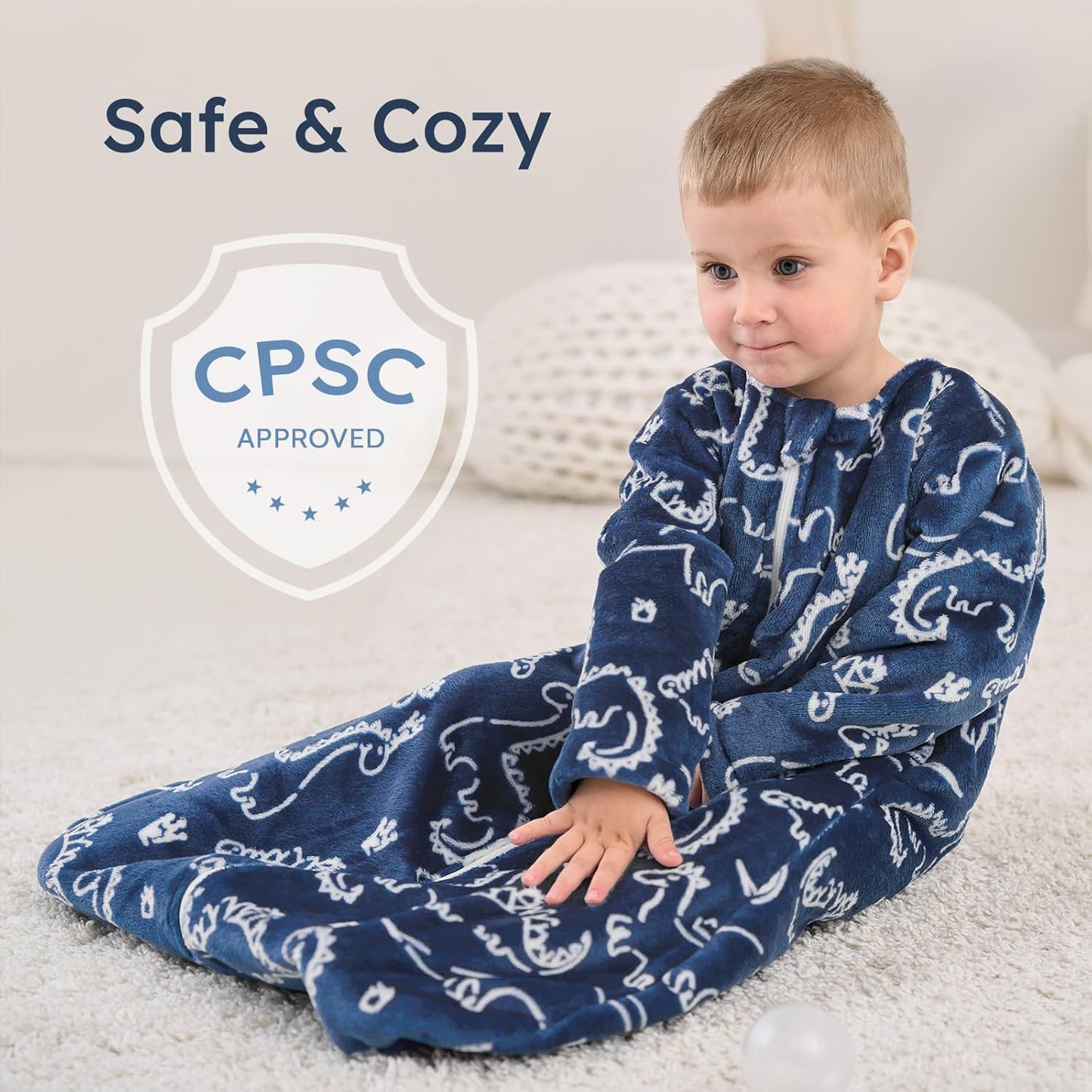 Yoofoss Baby Sleep Sack - Long Sleeve 1.5 Tog Fleece Wearable Blanket | 12-18 Months, Soft & Warm