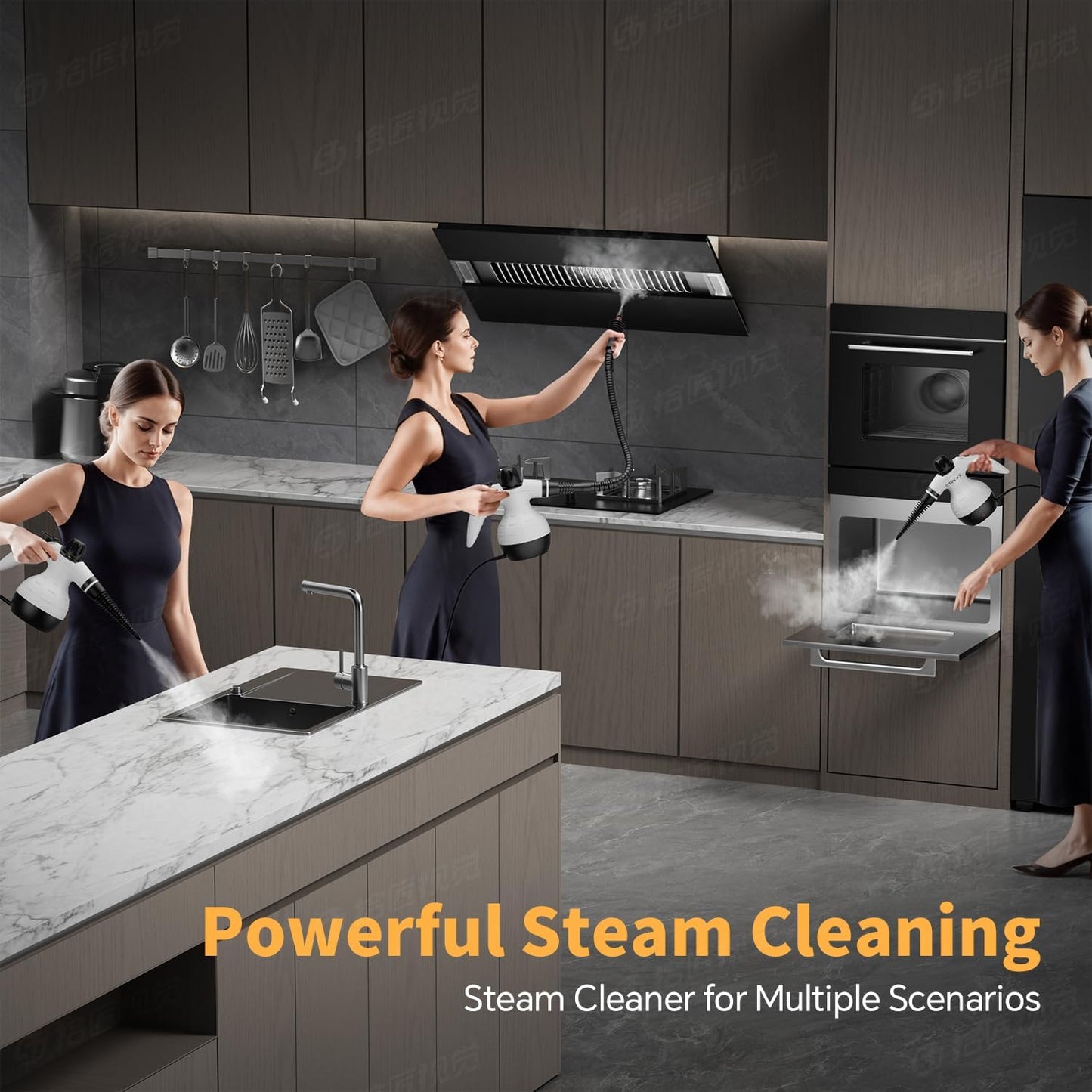 TICYACK Handheld Steam Cleaner - Multi-Surface Deep Cleaning with 16 Accessories & Safety Lock | White/Black