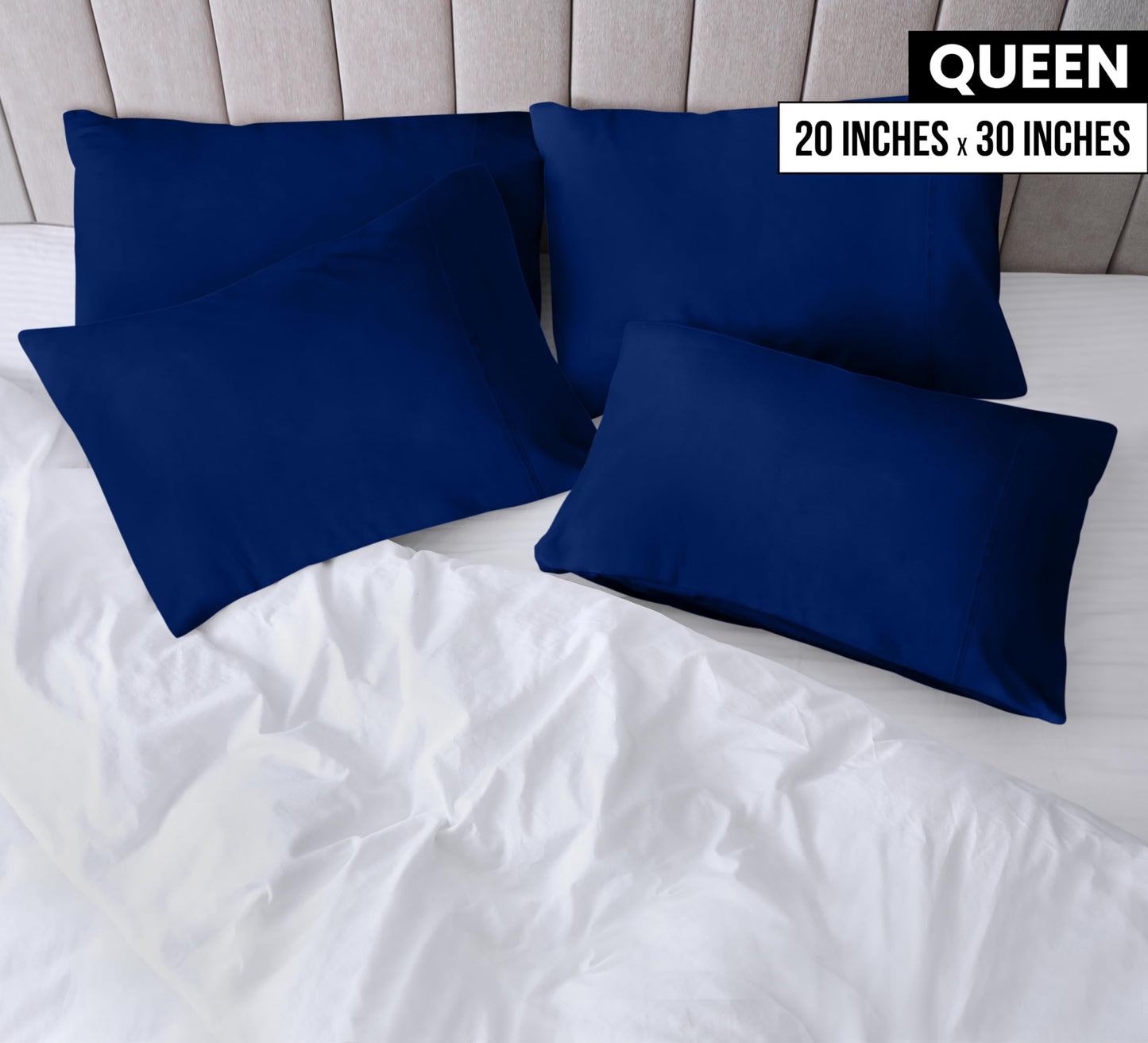 Utopia Bedding Queen Pillow Cases - 4 Pack - Envelope Closure - Soft Brushed Microfiber Fabric - Shrinkage and Fade Resistant Pillow Covers Queen Size 20 X 30 Inches (Queen, Royal Blue)
