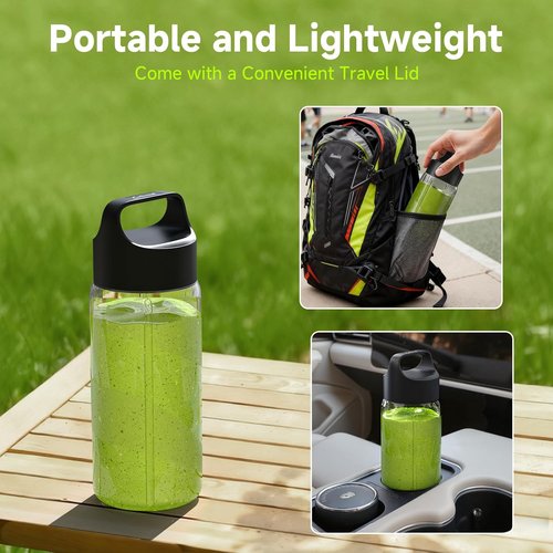 COKUNST Portable Blender - Compact 17oz Smoothie Maker with 8 Blades & LED Display | USB-C Rechargeable, Black