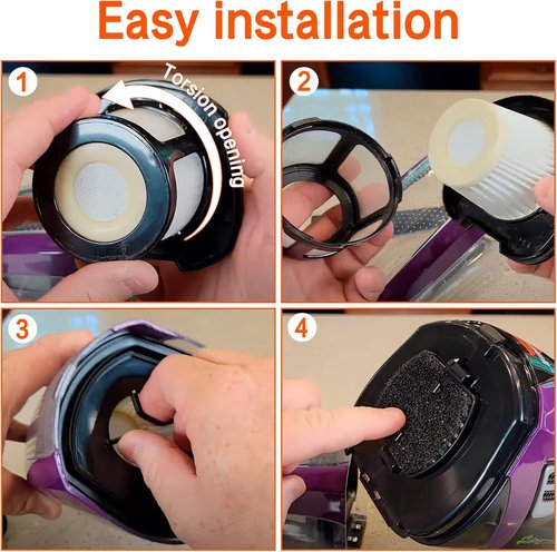 Bissell Handheld Vacuum Filter - 3 Pack Replacement for Pet Hair Eraser | Includes Cleaning Brush