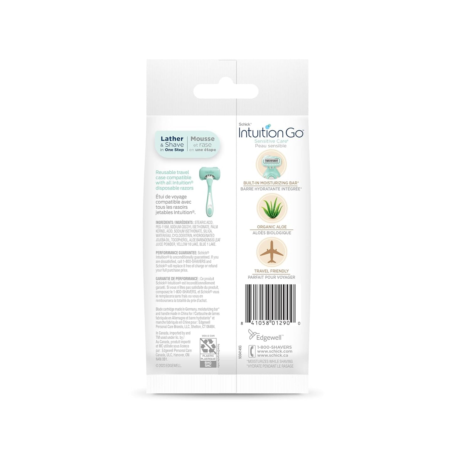 Schick Intuition Go Disposable Razor - Women's Travel Razor for Sensitive Skin with Organic Aloe | 1ct