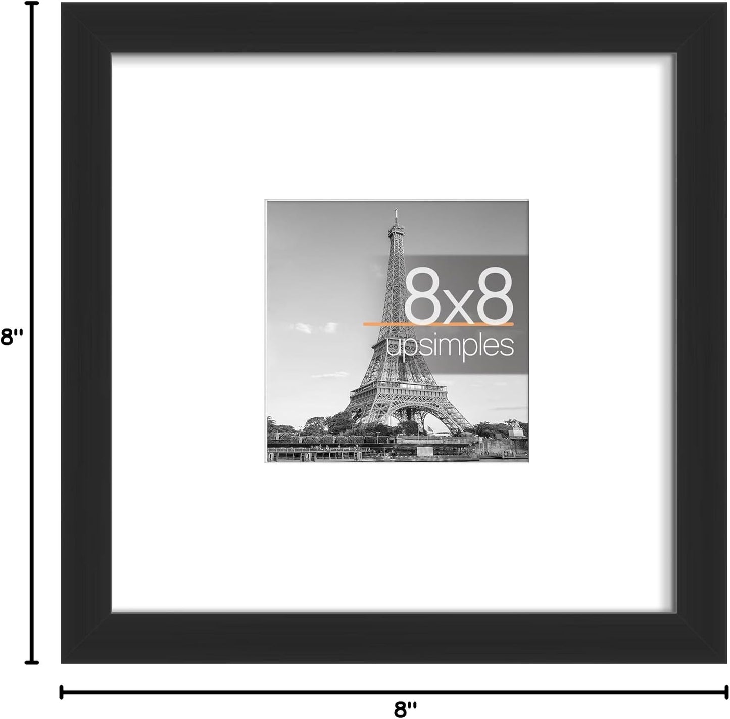 Upsimples 8x8 Picture Frame - Versatile Display for 4x4 or 8x8 Photos | Stylish Black Wall Hanging Frame