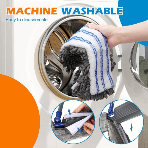 Masthome Flat Dust Mop - 2-Sided Microfiber Mop with 4 Reusable Pads for Wet & Dry Cleaning | Ideal for Hardwood, Tile, Vinyl