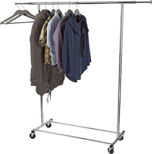HOME IT Clothes Rack - Heavy Duty Adjustable Chrome Garment Rack | 200 LBS Capacity, Collapsible Design