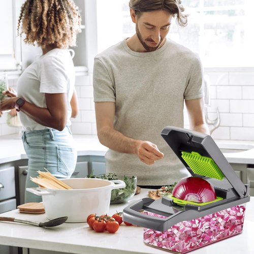 Cambom Vegetable Chopper - 13-in-1 Multifunctional Food Slicer with 8 Blades & Container
