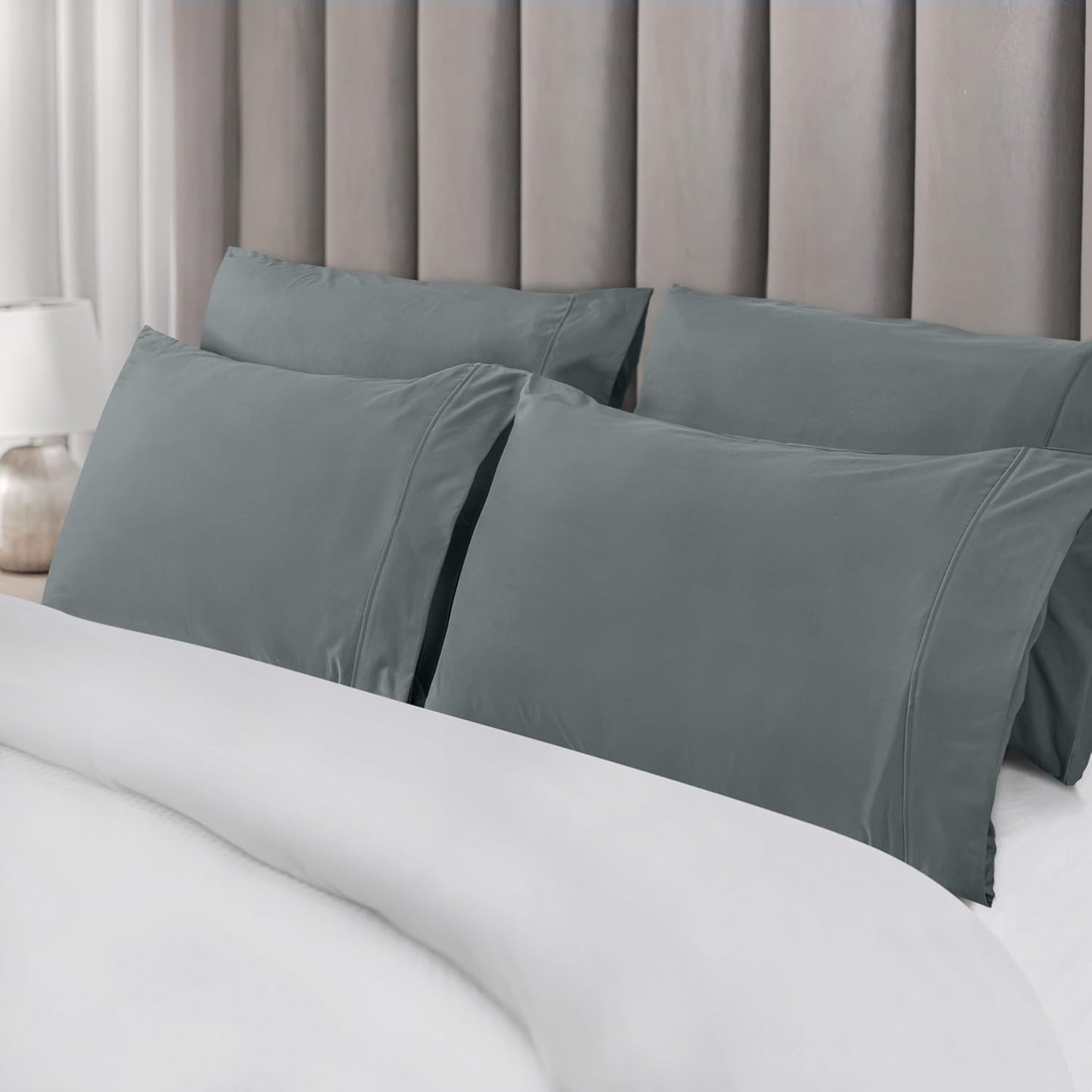 Utopia Bedding King Pillow Cases - 6 Pack Soft Brushed Microfiber - Fade Resistant 20 x 40 Inches | Grey