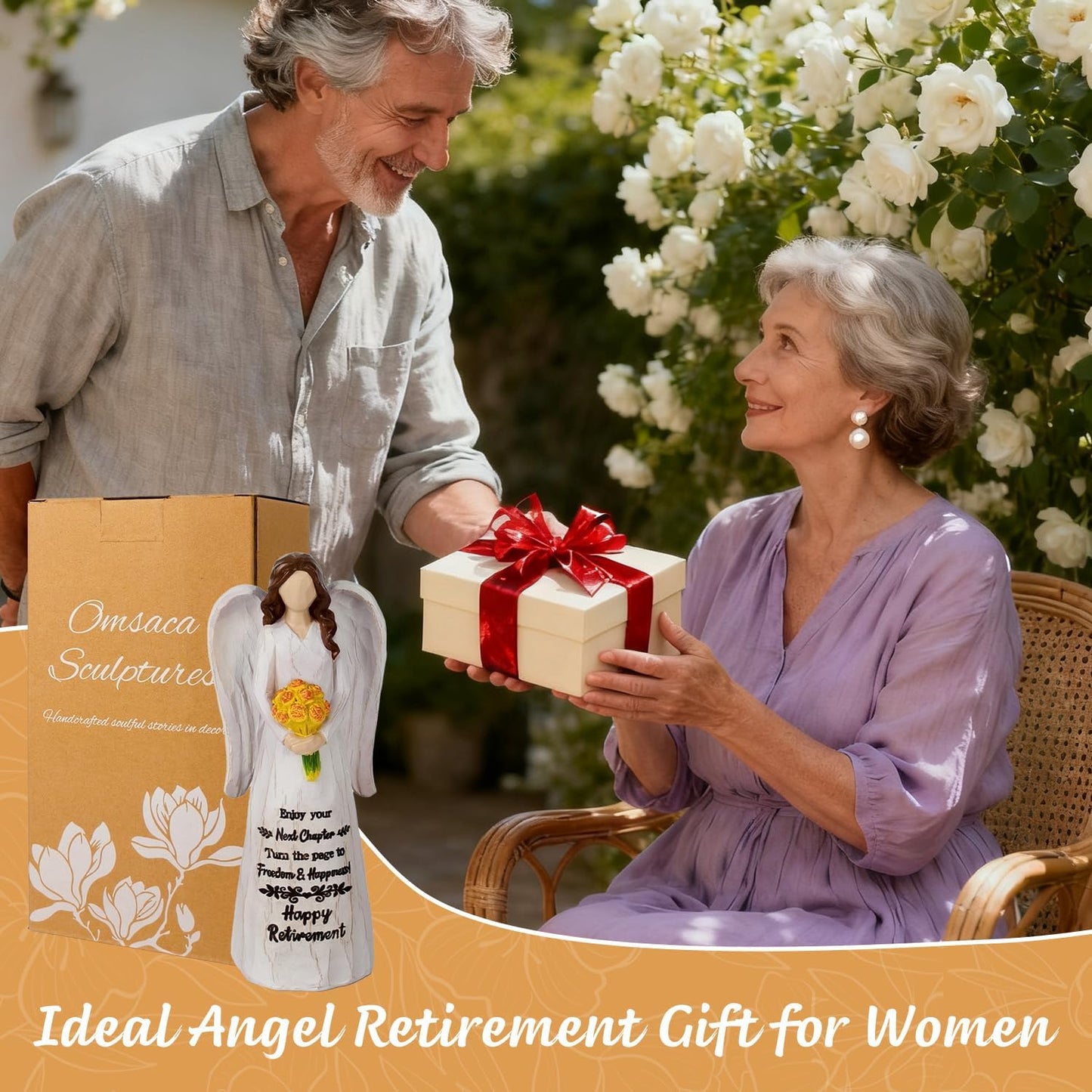 Regine Switzerland Retirement Gifts for Women - Hand-Painted 7.3" Resin Angel Figurine for Nurses & Teachers
