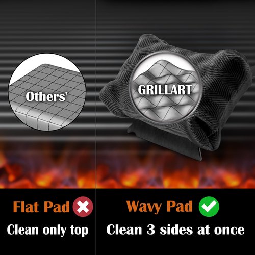 GRILLART Bristle Free Grill Brush Kit, Reinforced Outdoor Grill Brushes, Safe Cleaning Tools with Replaceable Heads, Grill Scraper BBQ Accessories, Men/Dad Gifts