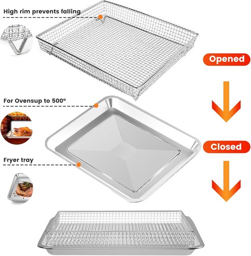 Cuisinart Air Fryer Basket Tray - Replacement Mesh Steel Rack for TOA-60/65/70 | 12.4" x 11" Dishwasher Safe