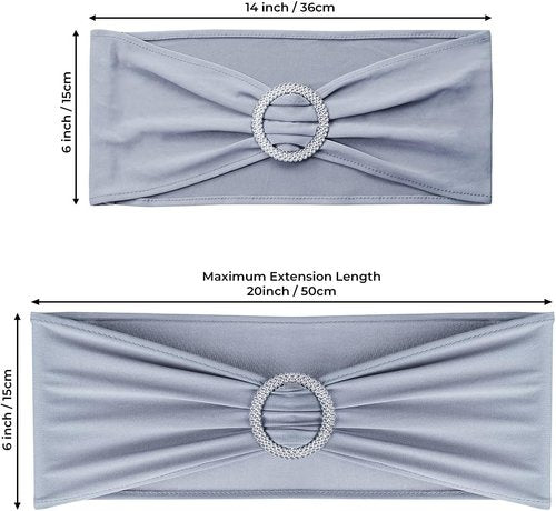 Babenest Spandex Chair Sashes - 50PCS Premium Stretch Covers with Buckle Slider for Weddings & Events | Grey