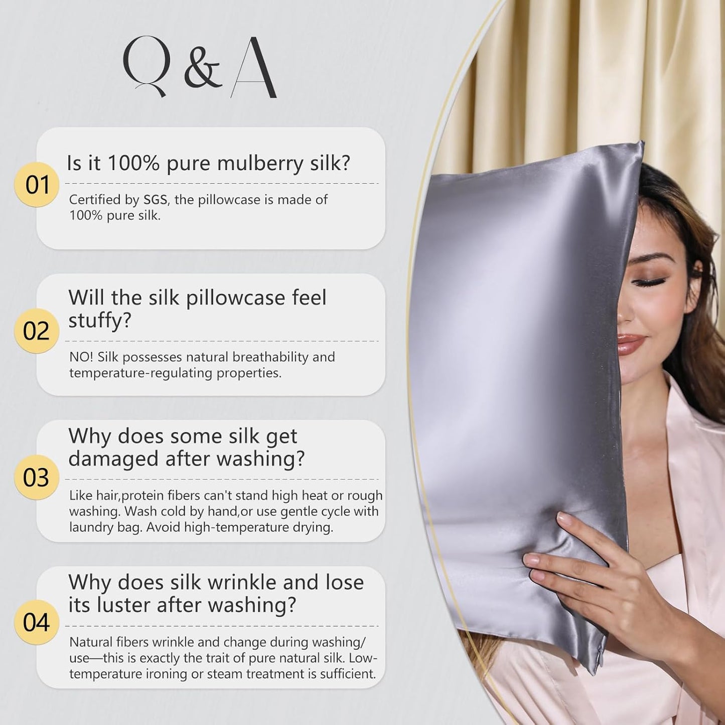 ZIMASILK 100% Pure Mulberry Silk Pillowcase - Hypoallergenic & Smooth for Hair and Skin | Queen 20''x30'', Taupe