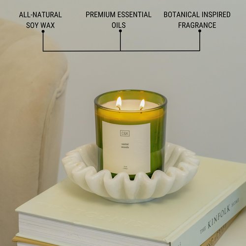 Craft & Kin 12oz Santal Woods Candle for Home | Premium Green Spring Scented Candles for Men | Made with Natural Soy | Gifts for Men and Women | Nature Collection