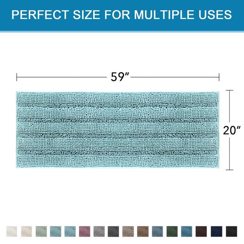 H.VERSAILTEX Bathroom Rugs Bath Mat Runner Rug Non Slip Kitchen Rug Extra Long Bath Rug Runners Oversized 59" x 20" Absorbent Washable Dry Fast Plush Area Rug for Bathroom/Bedroom - Aqua Haze