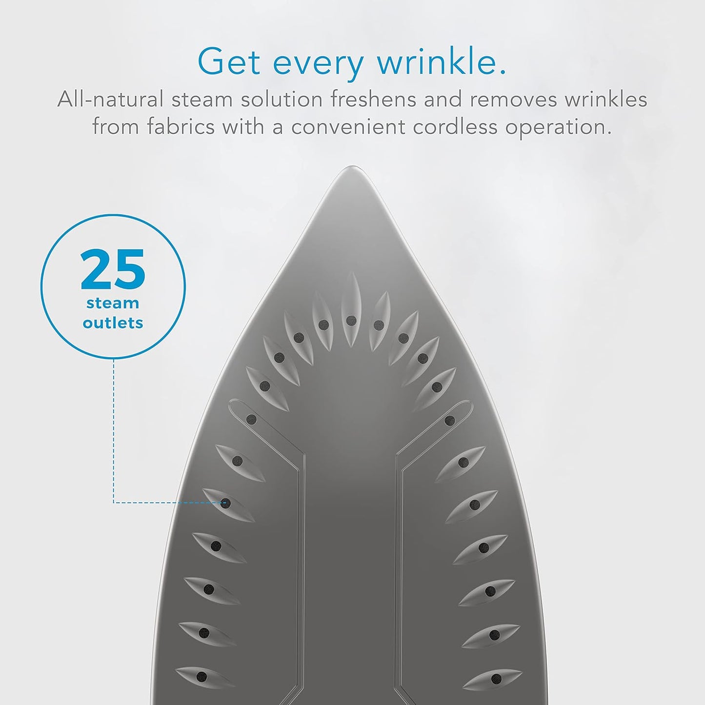 Steamfast SF-760 Portable Cordless Steam Iron - Non-Stick Sole Plate with Carrying Case | White