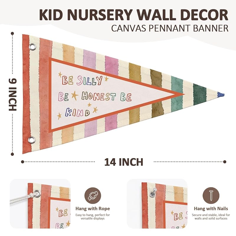 Be Silly Be Honest Be Kind Pennant Banner Flag Nursery Wall Decor - Variation: kind1