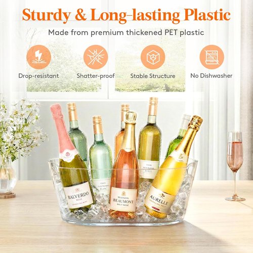 Lifewit 11.5L Ice Bucket for Parties 2 Pcs, Large Portable Drink Bucket for Cocktail Bar, Champagne Cooler for Beverage/Wine/Beer, Mimosa Bar Supplies Chiller Tub with Scoop 38 x18x20 cm/15x7x8 inches