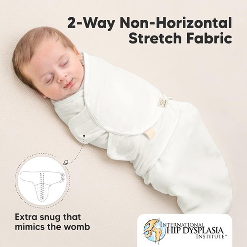 3-Pack Organic Baby Swaddle Sleep Sacks - Swaddles for Newborns, Infant 0-3 Months, Baby Girls, Boys, Soft & Snug Newborn Sleep Sack, Nursery Swaddling Blankets (Soft White, OS)