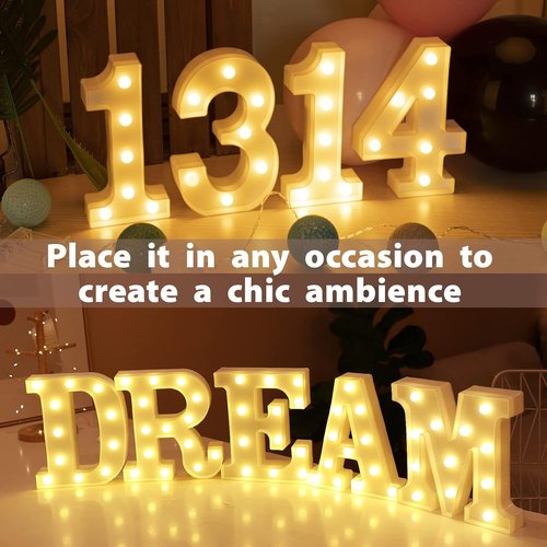 HXWEIYE Marquee Light Up Numbers - 8.5 Inch Decorative Sign | Battery Powered Warm White for Parties & Christmas Decor