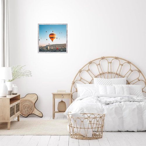 JCJMY 13x13 Rustic White Picture Frame - Versatile Wall Mounting, Shatter Resistant Plexiglass