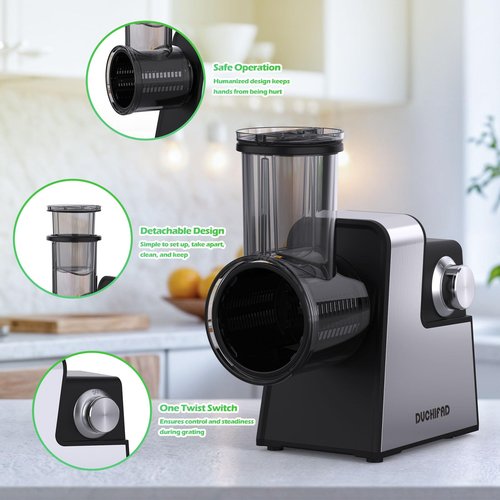 Electric Cheese Grater, Electric Slicer Shredder with 5 Versatile Blades, Electric Slicer Shredder, Digital Salad Machine for Fruits, Vegetables, Cheeses