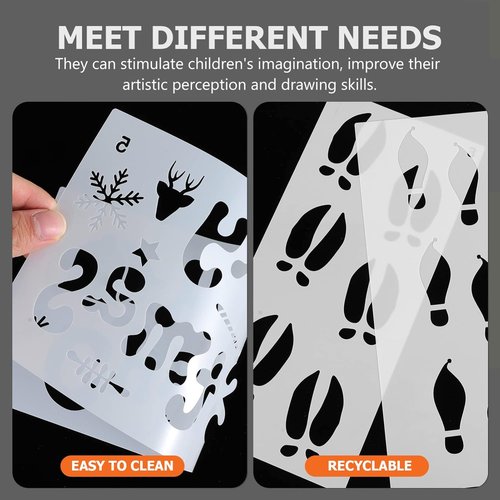 EXCEART Christmas Santa Footprint Stencils - 6 Hollow-Out Designs for Floor, Wood, Window, Wall