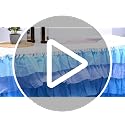 Blue 14ft Ruffle Table Skirt for Wedding Birthday Party Decorations - Rectangular 168x30 Inches