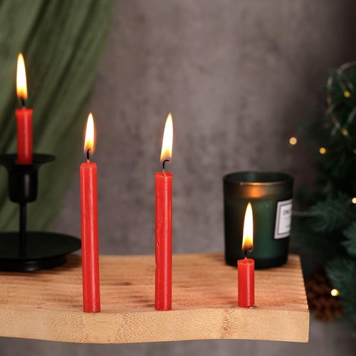 Amyhill 72 Pcs Christmas Pyramid Candles - 4 Inch Red Taper Candles for Tree Decorations