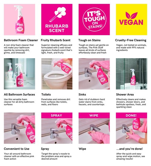 Stardrops - The Pink Stuff - Miracle Bathroom Foam Cleaner 750ml - Baths, Tiles, Soap Scum, Limescale, Streak Free