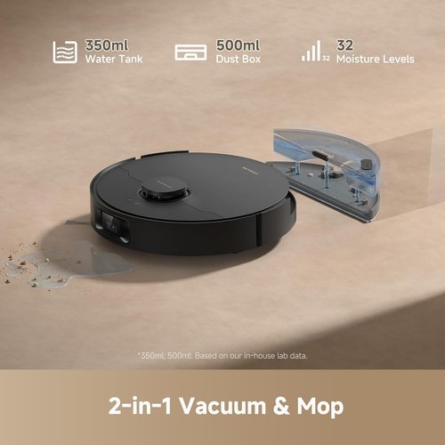 DREAME D20 Pro Plus Robot Vacuum - 13,000Pa Suction, DuoBrush for Pet Hair, Self-Emptying | Black