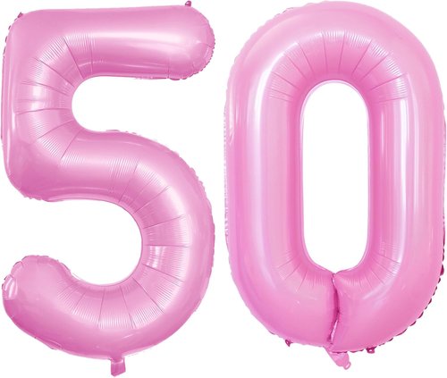GOER 50th Birthday Balloons - 42 Inch Jumbo Light Pink Foil Helium Decorations