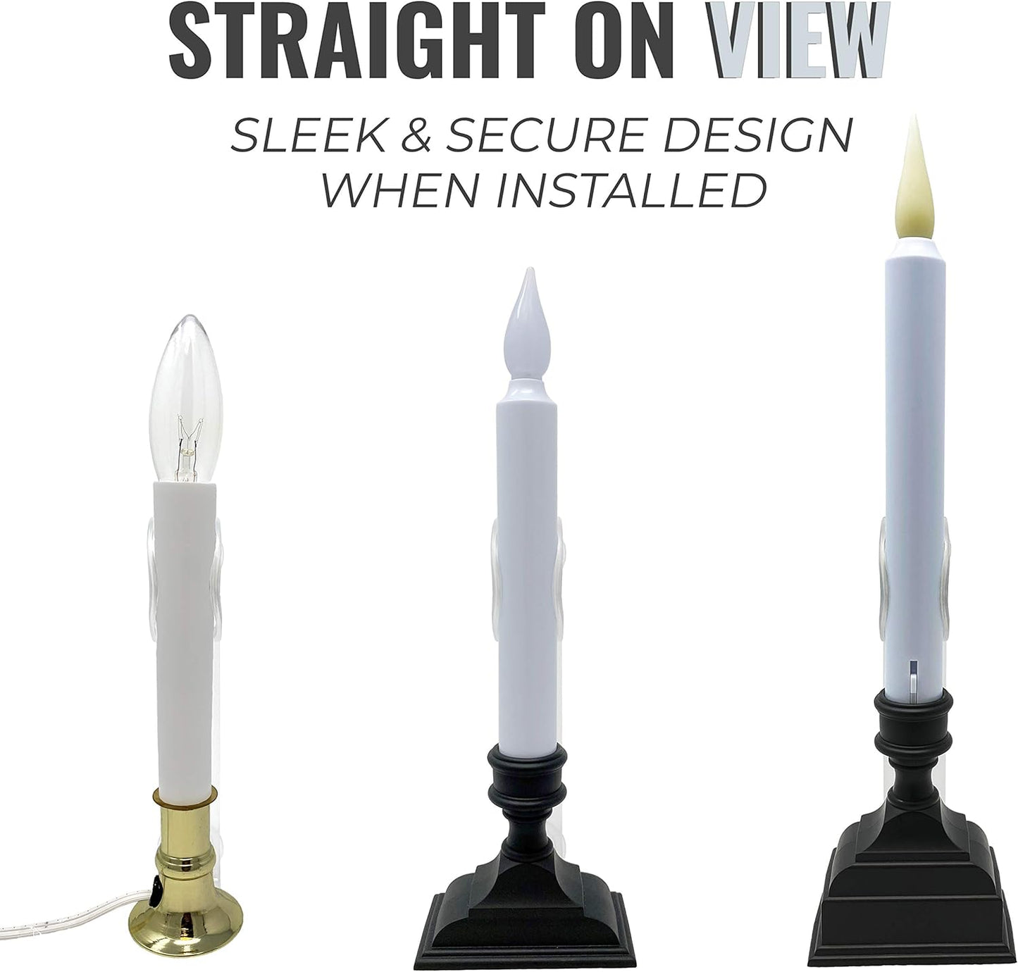 Vermont 612 Window Candle Holders - Suction Cups & L-Shaped Safety Bracket | Fits Most Battery & Electric Candles (Pack of 4)