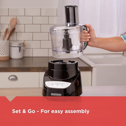 BLACK+DECKER 8-Cup Food Processor - Easy Assembly, Stainless Steel S-Blade, 450W Power