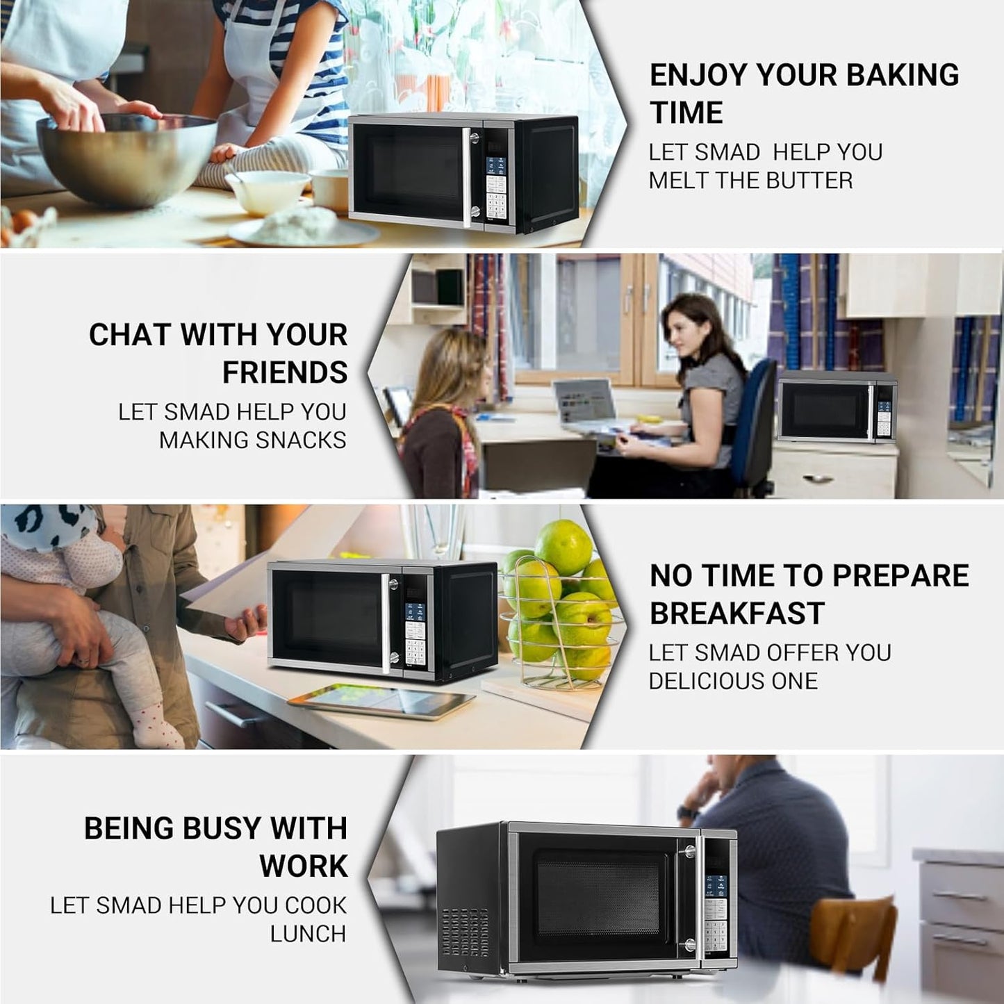 Smad 0.7 Cu.Ft Compact Microwave - 700W Mini Microwave with Removable Turntable & Child Lock | Stainless Steel