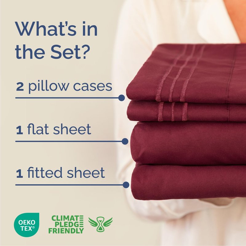 Queen Size 4 Piece Sheet Set - Comfy Breathable & Cooling Bed Sheets Set - Hotel Luxury Bedding for Women, Men, Kids, Teens, Boys & Girls - Deep Pockets, Ultra-Soft, Wrinkle Free - Oeko-Tex - Burgundy