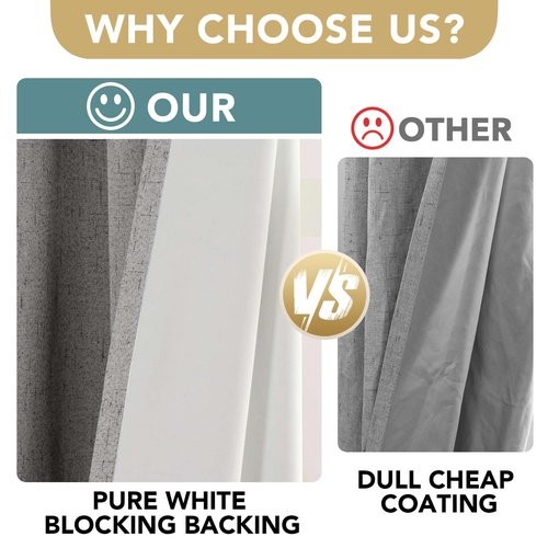H.VERSAILTEX Linen Blackout Curtains 72 Inches Long 100% Blackout Thermal Insulated Textured Linen Look Curtain Draperies Anti-Rust Grommet, Energy Saving with White Liner, 2 Panels, Dove Gray