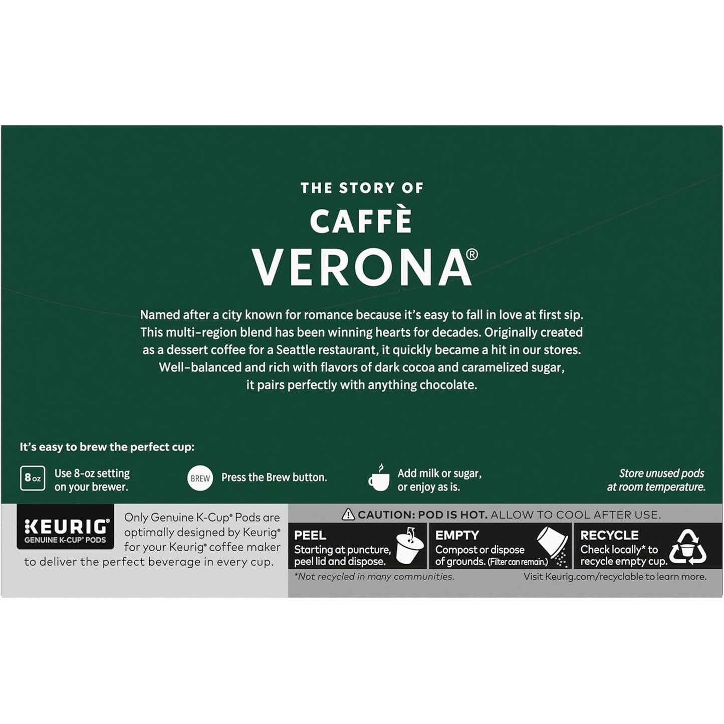 Starbucks K-Cup Coffee Pods - Dark Roast Caffè Verona for Hot or Iced Coffee | 60 Pods