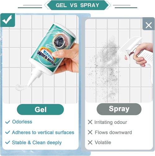 HIHWEM Mold Stain Remover Gel - Effective Washing Machine Seal Cleaner for Tiles & Grout | 10 Oz