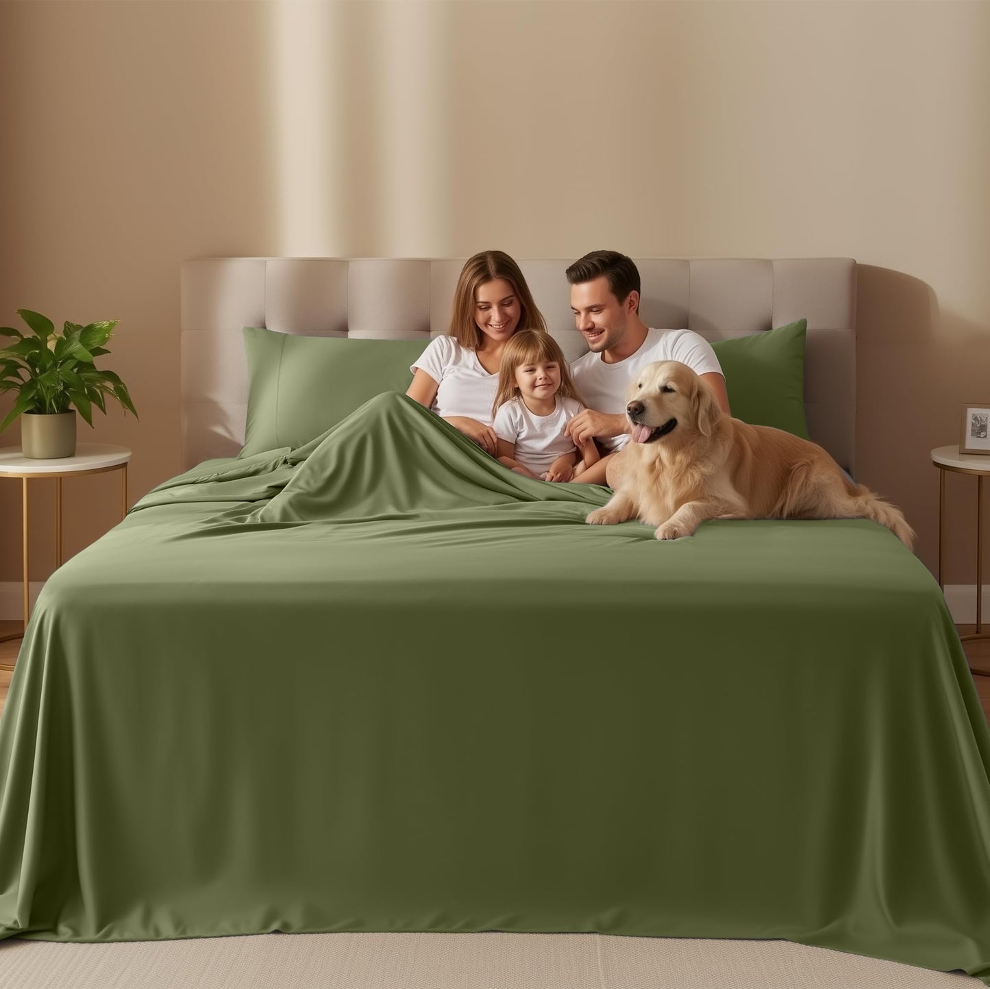 Utopia Bedding California King Size Sheet Set – 4 Piece Bed Sheets, Soft and Breathable Microfiber, Includes 1 Fitted Sheet, 1 Flat Sheet and 2 Pillowcases – Oeko Tex (Olive)