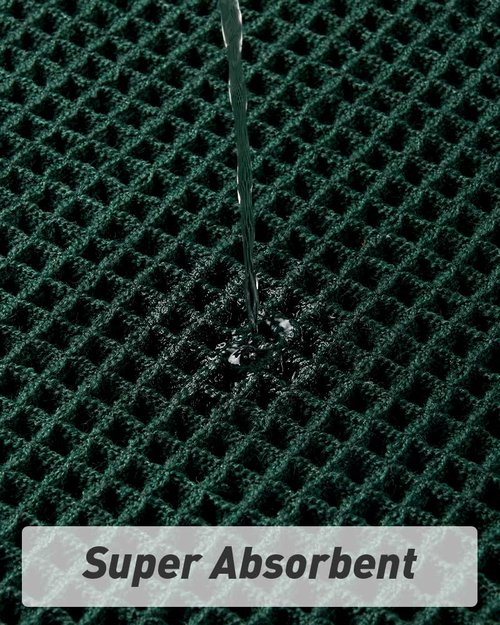 AMOAMI Upgraded Waffle Bath Mat, Super Absorbent Non Slip Bath Mats for Bathroom Floor, Machine Washable Bathroom Rugs with Tassels, Rubber Backed Bathroom Mats, Ultra Soft, 17" x 24", Dark Green