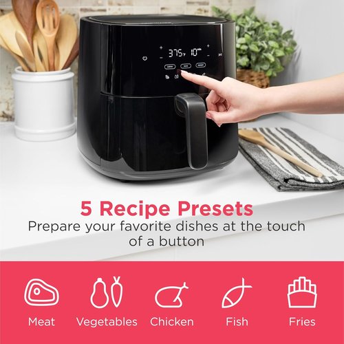 Frigidaire 3-in-1 Air Fryer - Large 5.3 QT Capacity, Digital Display & 3 Cooking Modes | PFAS-Free, Black