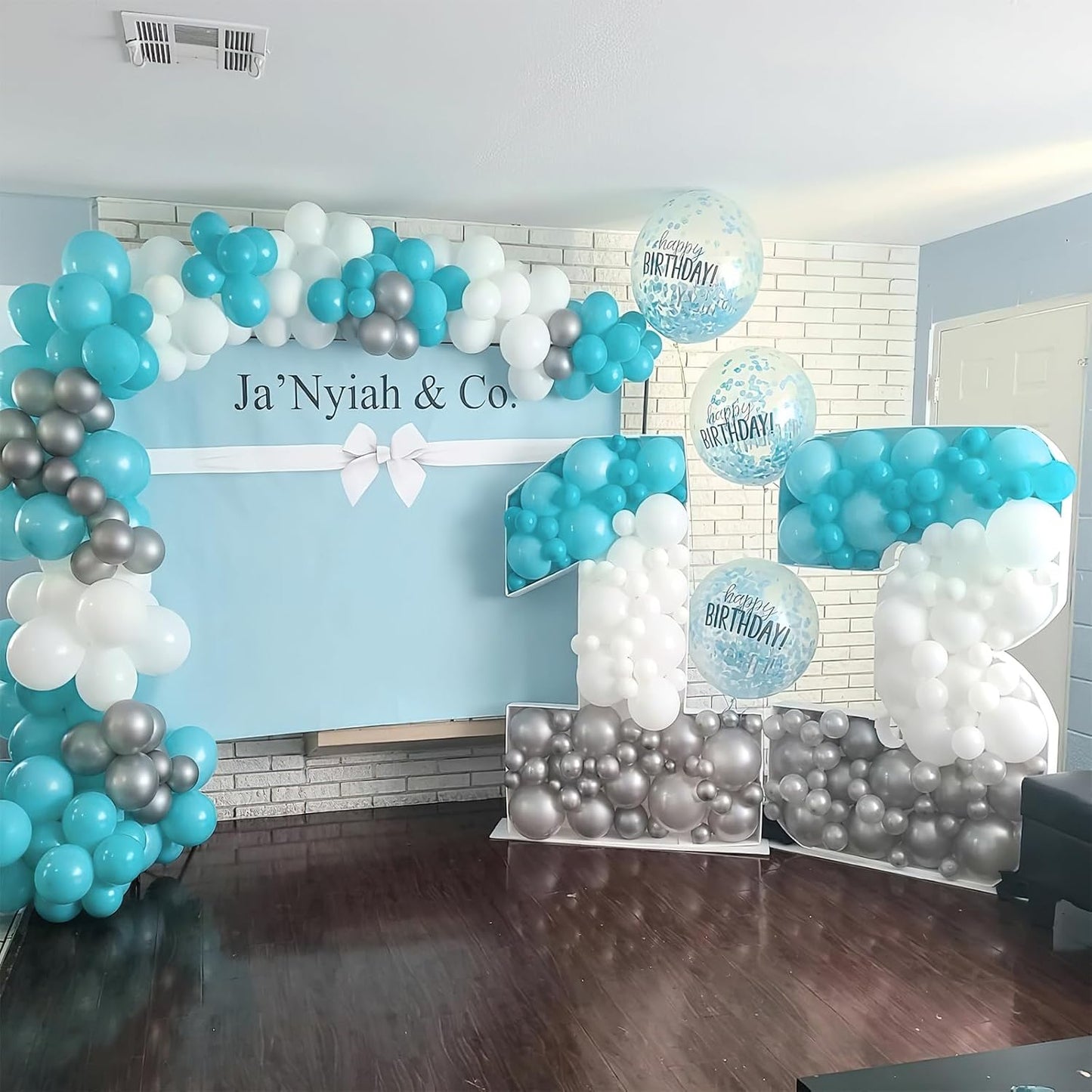 PartyWoo Teal Balloon Arch Kit - 100pcs in 5, 10, 12 Inch Sizes for Baby Showers & Birthday Parties