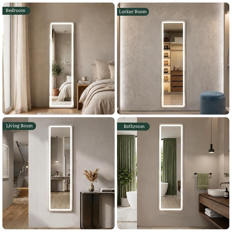 LED Full Length Mirror with Lights 59.85" x 15.75" – 3 Color Modes, Dimmable