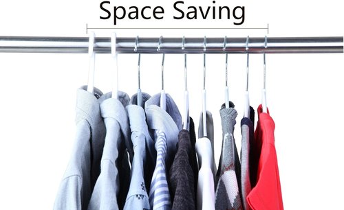 Finnhomy Heavy Duty Plastic Hangers - 50 Pack with Non-Slip Pads | Space-Saving Organizer for Closet, White