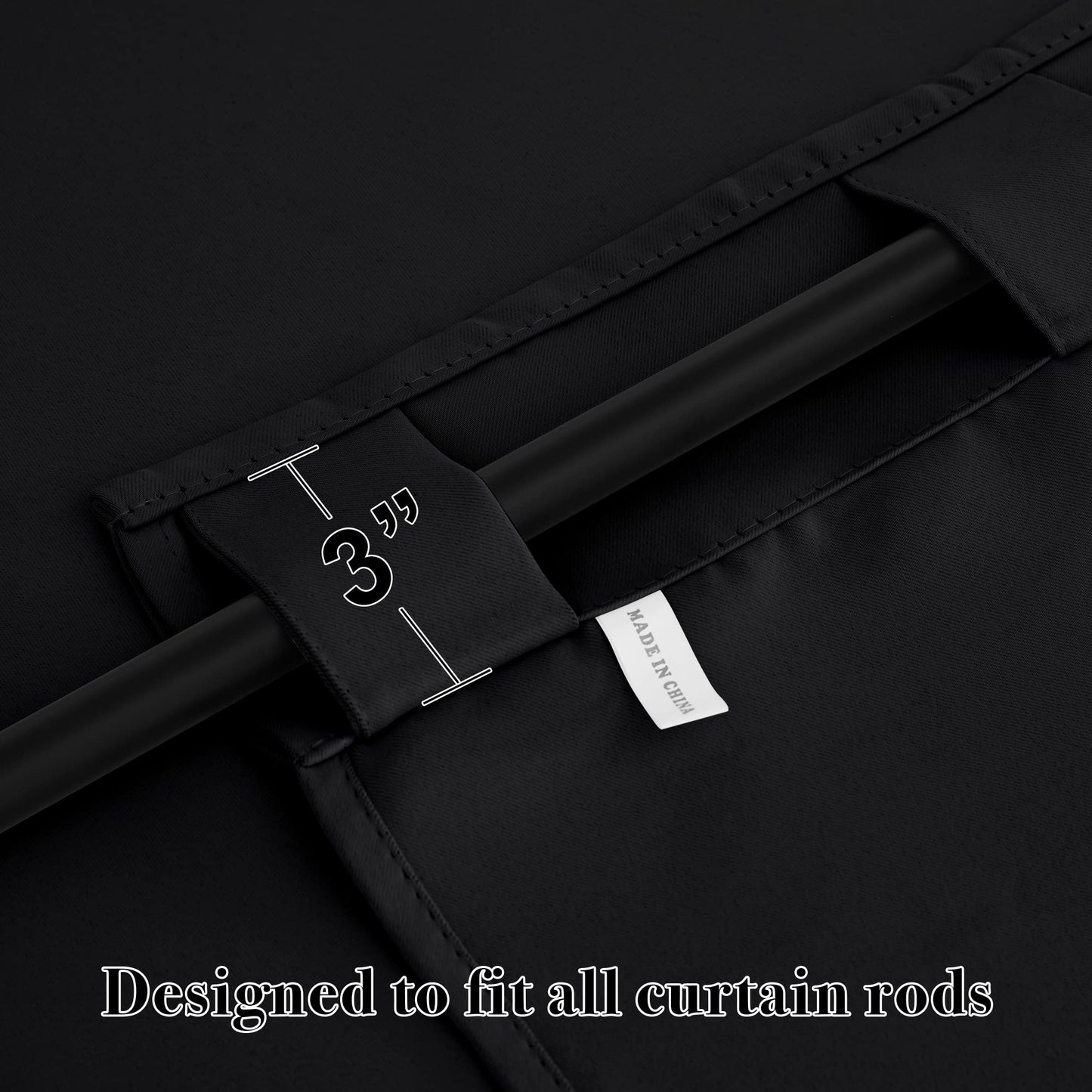 RYB HOME Short Black Curtains for Bedroom, Blackout Thermal Insulated Curtains and Drapes Small Window Treatment Privacy Shades for Kitchen Farmhouse Closet, W42 x L63 inch, 2 Panels