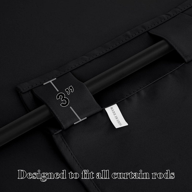 RYB HOME Short Black Curtains for Bedroom, Blackout Thermal Insulated Curtains and Drapes Small Window Treatment Privacy Shades for Kitchen Farmhouse Closet, W42 x L63 inch, 2 Panels