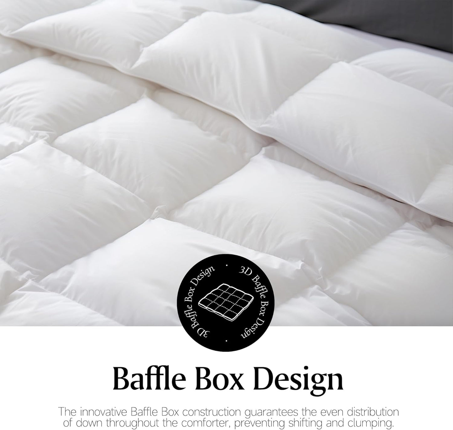 Royal Luxe Goose Feather Down Comforter - Ultra Soft Queen Size Duvet Insert | 100% Cotton, All Season Bedding 88”x88”