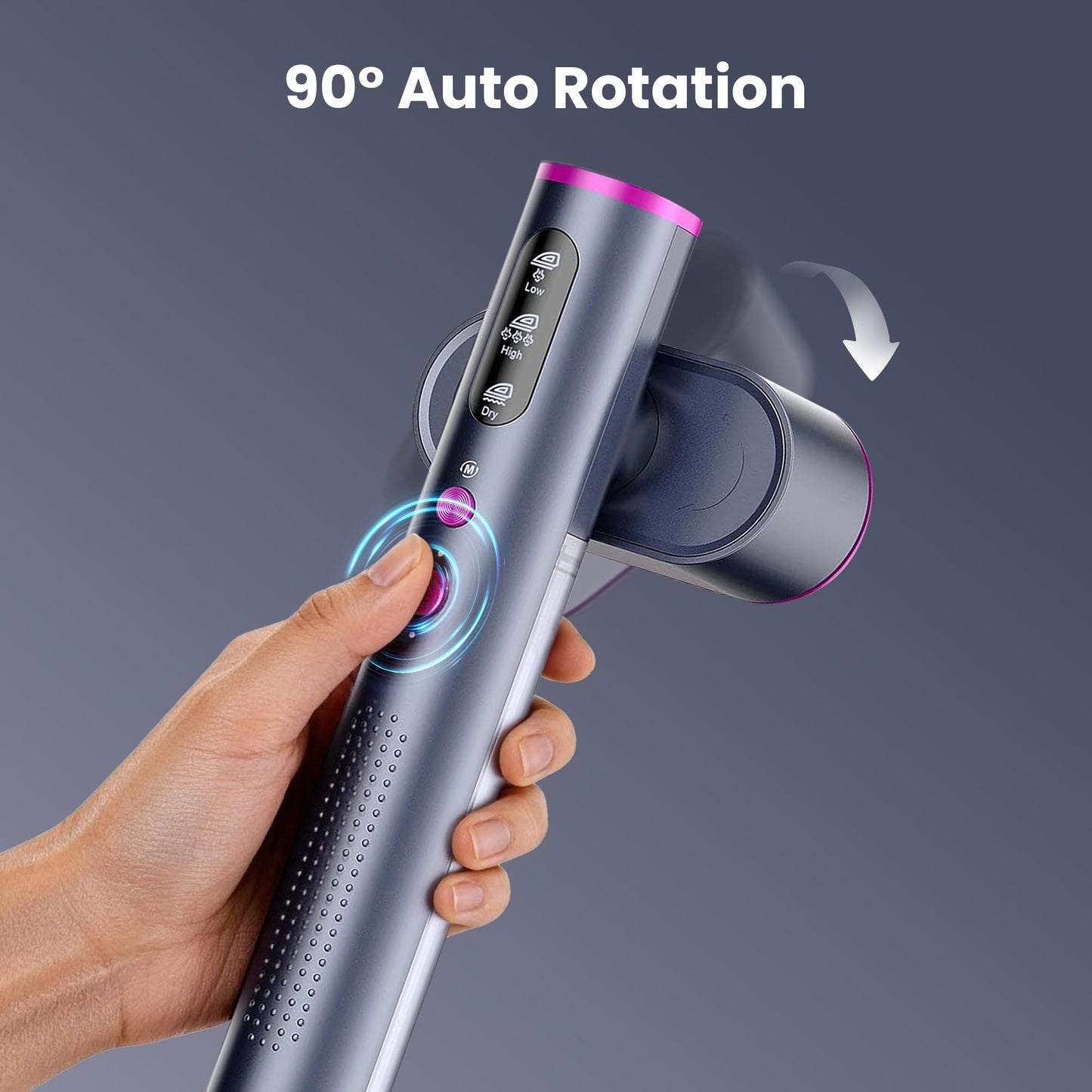 Steamer Clothes Clothing Handheld Garment - for Hand Held Steamers Travel Steam Genie Portable Curtain Vacuum Vertical Cloth,90° Automatic Rotation Function, 3 Gear Settings,Safety Protection System
