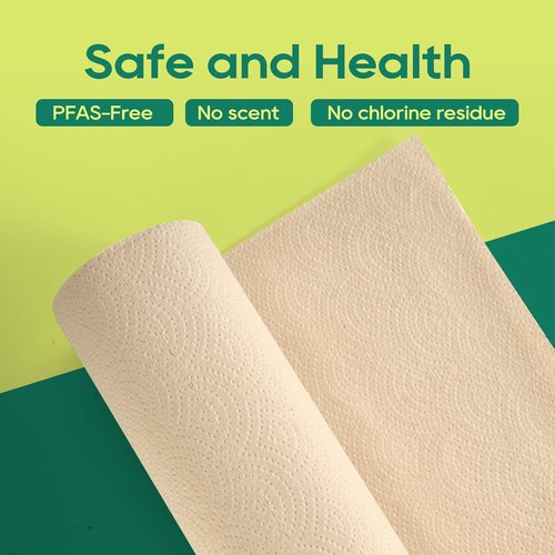 ECOlipak Paper Towels - Soft & Absorbent 2-Ply Kitchen Towels | 8 Rolls, Plastic-Free & Compostable