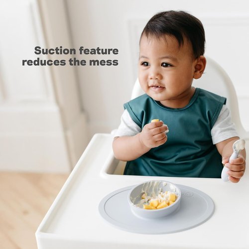 ezpz Tiny Bowl - Sage 100% Silicone Suction Bowl for Infants | Perfect for Baby-Led Weaning